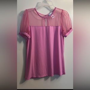 Pink Linda Leal Sheer Shoulder Top 🌼